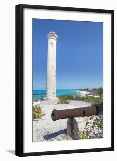 Bahamas, Little Exuma Island. Cannon and Column Marking Salt Ponds-Don Paulson-Framed Photographic Print