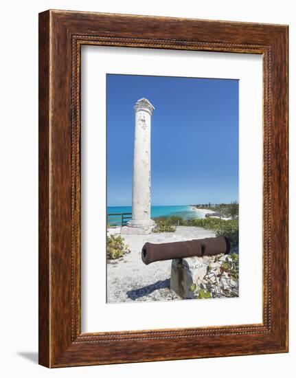 Bahamas, Little Exuma Island. Cannon and Column Marking Salt Ponds-Don Paulson-Framed Photographic Print