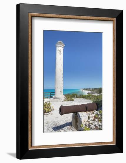 Bahamas, Little Exuma Island. Cannon and Column Marking Salt Ponds-Don Paulson-Framed Photographic Print