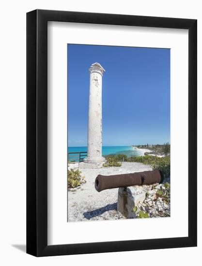 Bahamas, Little Exuma Island. Cannon and Column Marking Salt Ponds-Don Paulson-Framed Photographic Print