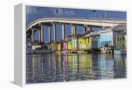 Bahamas, Nassau. Vendors' Shacks in Potters Cove-Don Paulson-Framed Premier Image Canvas