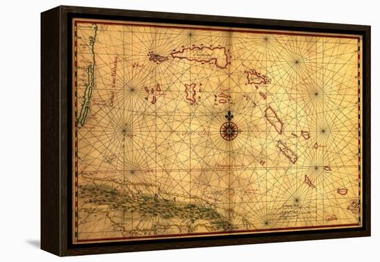 Bahamas - Panoramic Map-Lantern Press-Framed Stretched Canvas