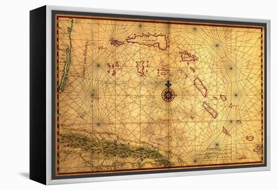 Bahamas - Panoramic Map-Lantern Press-Framed Stretched Canvas