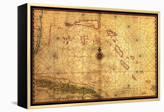 Bahamas - Panoramic Map-Lantern Press-Framed Stretched Canvas