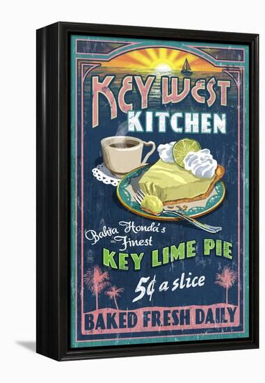 Bahia Honda, Florida Keys - Key Lime Pie Sign-Lantern Press-Framed Stretched Canvas