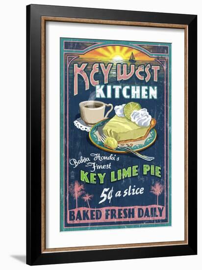 Bahia Honda, Florida Keys - Key Lime Pie Sign-Lantern Press-Framed Premium Giclee Print