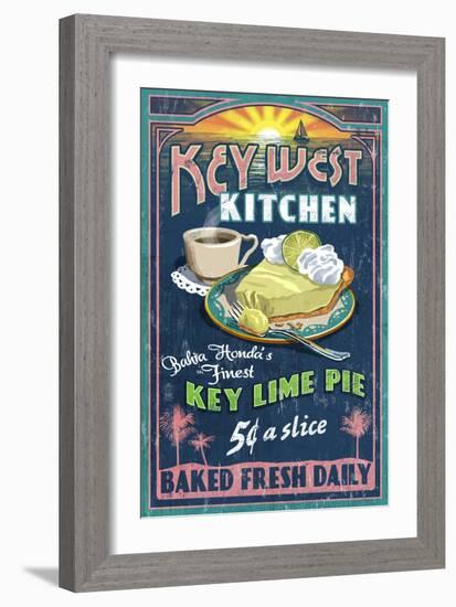 Bahia Honda, Florida Keys - Key Lime Pie Sign-Lantern Press-Framed Art Print