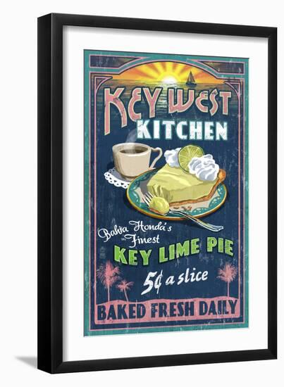 Bahia Honda, Florida Keys - Key Lime Pie Sign-Lantern Press-Framed Art Print