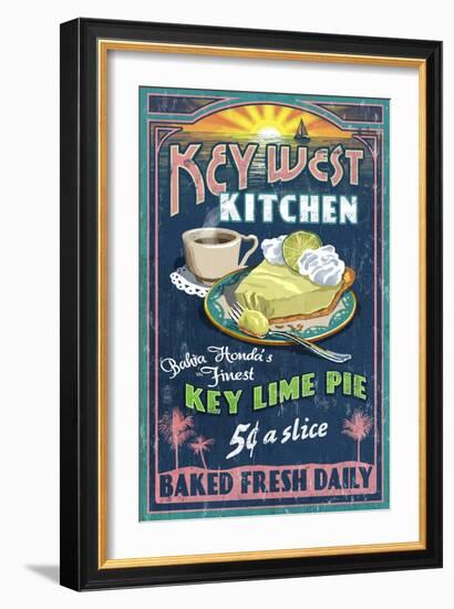 Bahia Honda, Florida Keys - Key Lime Pie Sign-Lantern Press-Framed Art Print