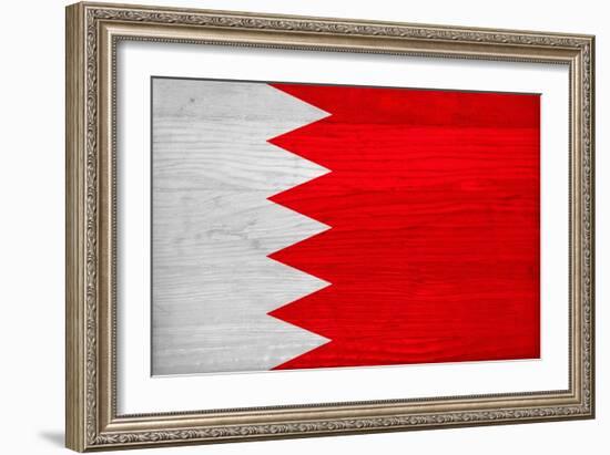 Bahrain Flag Design with Wood Patterning - Flags of the World Series-Philippe Hugonnard-Framed Art Print