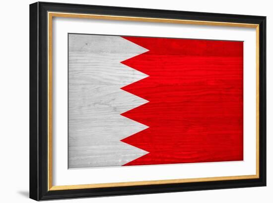 Bahrain Flag Design with Wood Patterning - Flags of the World Series-Philippe Hugonnard-Framed Art Print