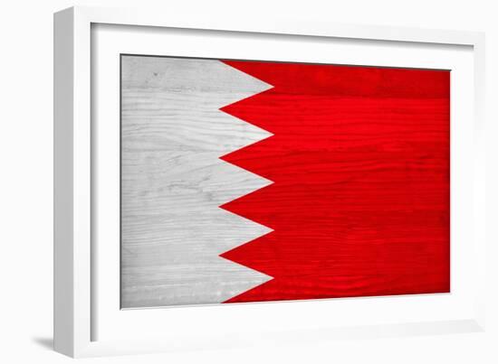 Bahrain Flag Design with Wood Patterning - Flags of the World Series-Philippe Hugonnard-Framed Premium Giclee Print