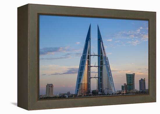 Bahrain, Manama, Bahrain Bay, Bahrain World Trade Center and City Skyline-Jane Sweeney-Framed Premier Image Canvas