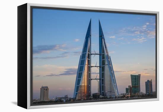 Bahrain, Manama, Bahrain Bay, Bahrain World Trade Center and City Skyline-Jane Sweeney-Framed Premier Image Canvas