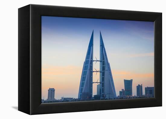 Bahrain, Manama, Bahrain Bay, Bahrain World Trade Center and City Skyline-Jane Sweeney-Framed Premier Image Canvas