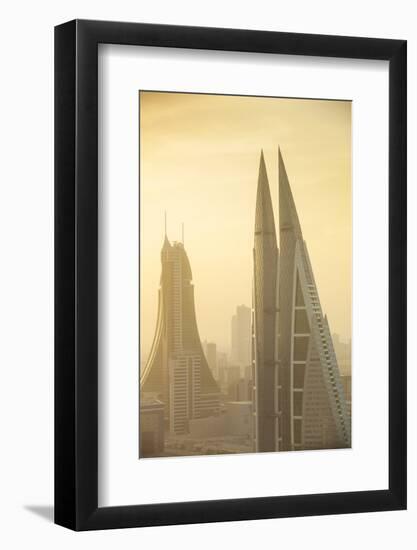 Bahrain, Manama, City Center Skyline Looking Towards Bahrain World Trade Center-Jane Sweeney-Framed Photographic Print