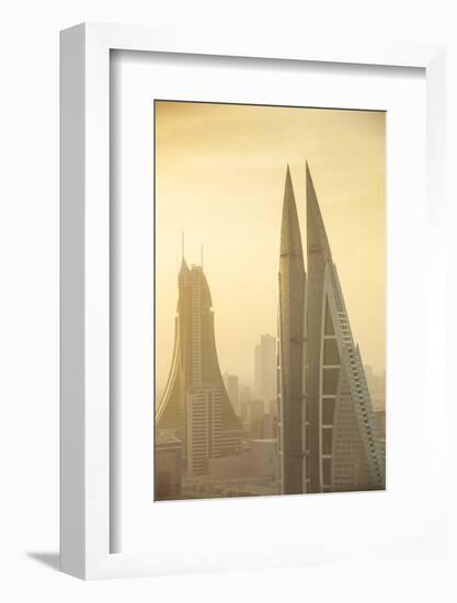 Bahrain, Manama, City Center Skyline Looking Towards Bahrain World Trade Center-Jane Sweeney-Framed Photographic Print