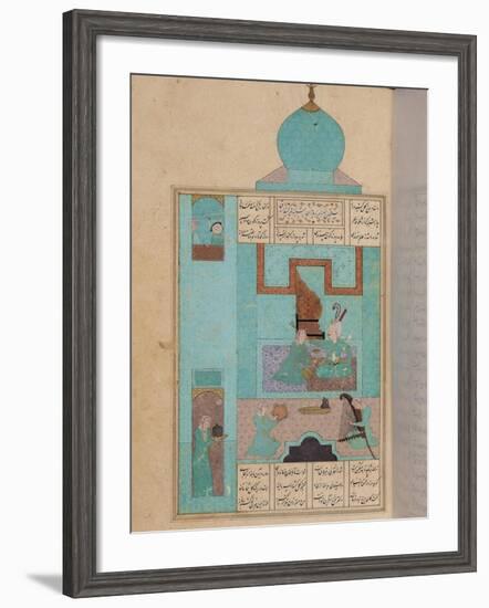 Bahram Visits a Princess in the Turquoise Pavilion, to "The Seven Princesses," 1199, by Elias-null-Framed Giclee Print