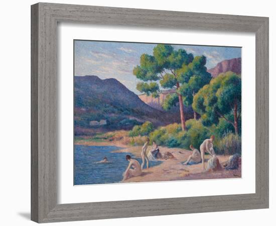 Baigneurs À Saint-Tropez, 1903 (Oil on Canvas)-Maximilien Luce-Framed Giclee Print