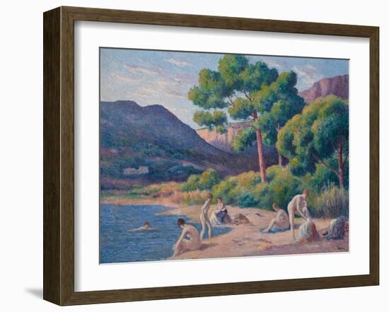 Baigneurs À Saint-Tropez, 1903 (Oil on Canvas)-Maximilien Luce-Framed Giclee Print