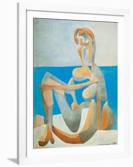 Baigneuse Assise au Bord de la Mer, c.1930-Pablo Picasso-Framed Art Print