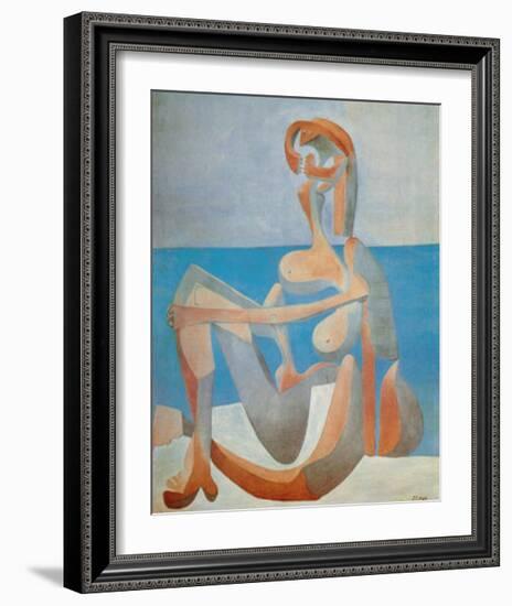 Baigneuse Assise au Bord de la Mer, c.1930-Pablo Picasso-Framed Art Print