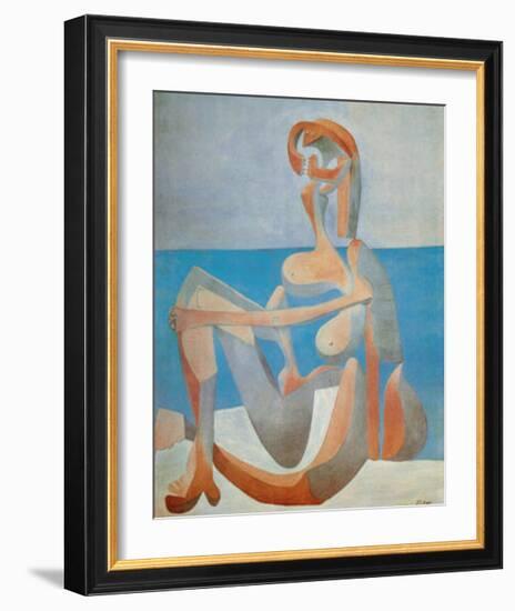Baigneuse Assise au Bord de la Mer, c.1930-Pablo Picasso-Framed Art Print