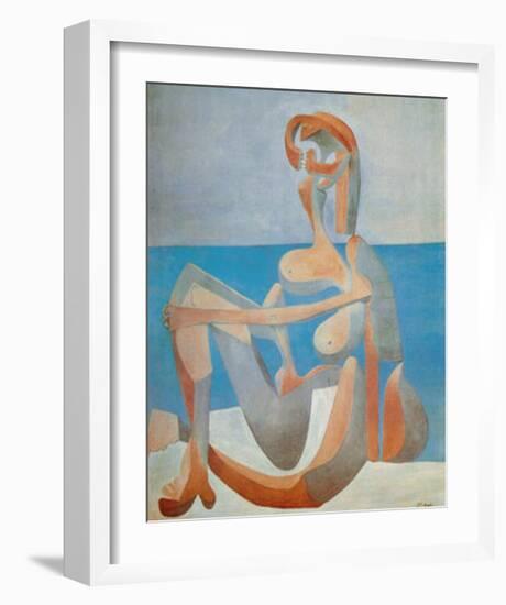 Baigneuse Assise au Bord de la Mer, c.1930-Pablo Picasso-Framed Art Print