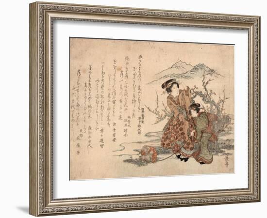 Baika Saru Hiku Musume-Keisai Eisen-Framed Giclee Print