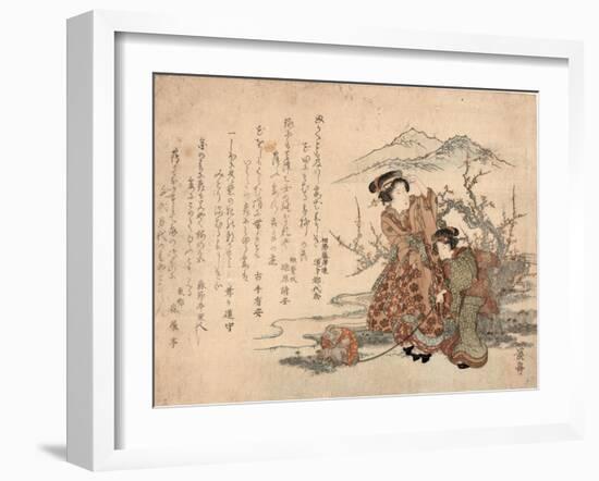 Baika Saru Hiku Musume-Keisai Eisen-Framed Giclee Print