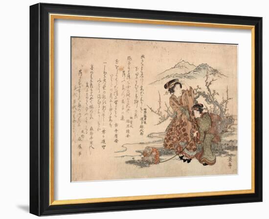 Baika Saru Hiku Musume-Keisai Eisen-Framed Giclee Print