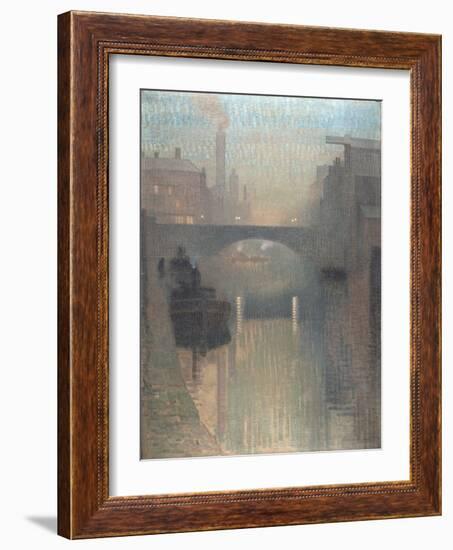 Bailey Bridge, Manchester, 1912 (Oil on Jute)-Adolphe Valette-Framed Giclee Print