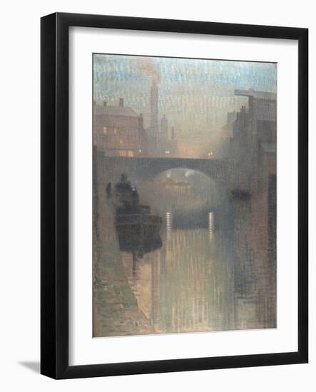 Bailey Bridge, Manchester, 1912 (Oil on Jute)-Adolphe Valette-Framed Giclee Print