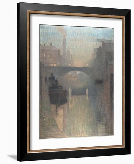 Bailey Bridge, Manchester, 1912 (Oil on Jute)-Adolphe Valette-Framed Giclee Print