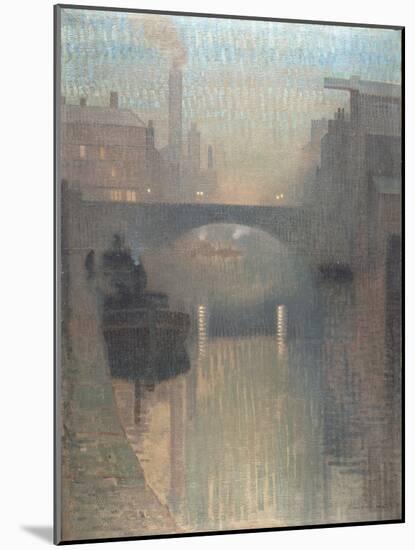 Bailey Bridge, Manchester, 1912 (Oil on Jute)-Adolphe Valette-Mounted Giclee Print