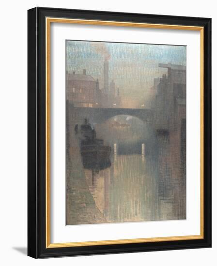 Bailey Bridge, Manchester, 1912 (Oil on Jute)-Adolphe Valette-Framed Giclee Print