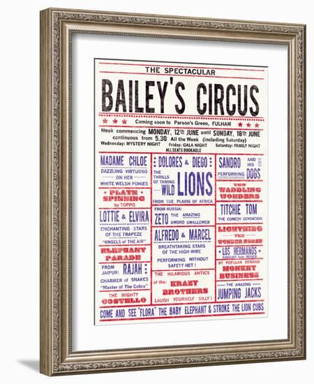 Baileys Circus-The Vintage Collection-Framed Art Print