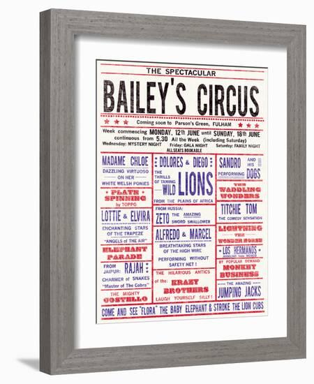 Baileys Circus-The Vintage Collection-Framed Art Print