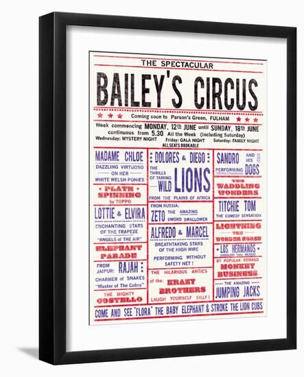 Baileys Circus-The Vintage Collection-Framed Art Print