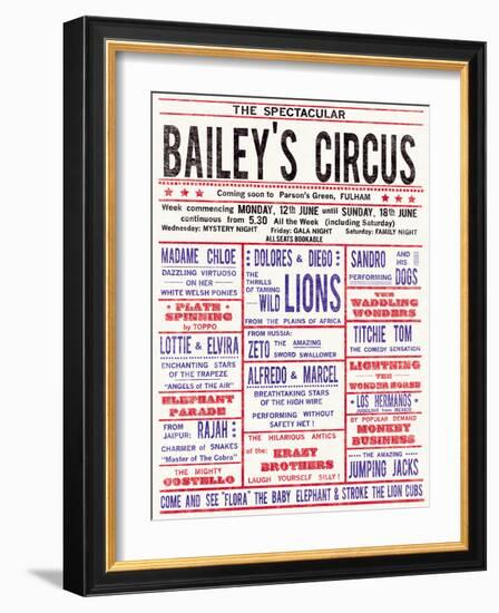 Baileys Circus-The Vintage Collection-Framed Art Print
