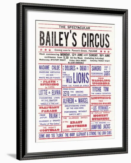 Baileys Circus-The Vintage Collection-Framed Giclee Print