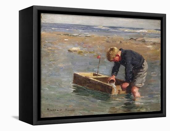 Bailing Out the Boat-William Marshall Brown-Framed Premier Image Canvas