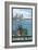 Bainbridge Island, WA - Ferry and Seattle-Lantern Press-Framed Art Print