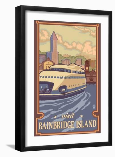 Bainbridge Island, WA - Kalakala Ferry-Lantern Press-Framed Art Print