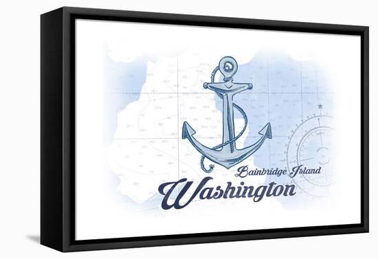 Bainbridge Island, Washington - Anchor - Blue - Coastal Icon-Lantern Press-Framed Stretched Canvas