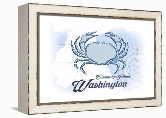Bainbridge Island, Washington - Crab - Blue - Coastal Icon-Lantern Press-Framed Stretched Canvas