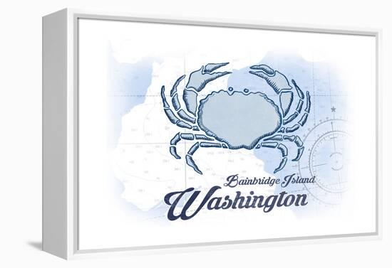 Bainbridge Island, Washington - Crab - Blue - Coastal Icon-Lantern Press-Framed Stretched Canvas