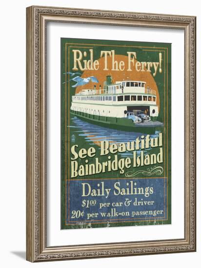 Bainbridge Island, Washington - Ferry Ride-Lantern Press-Framed Art Print