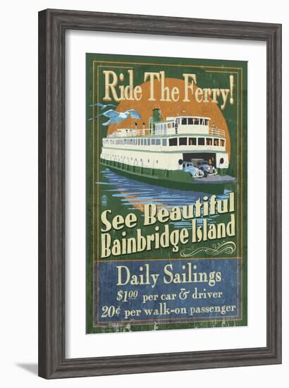 Bainbridge Island, Washington - Ferry Ride-Lantern Press-Framed Art Print
