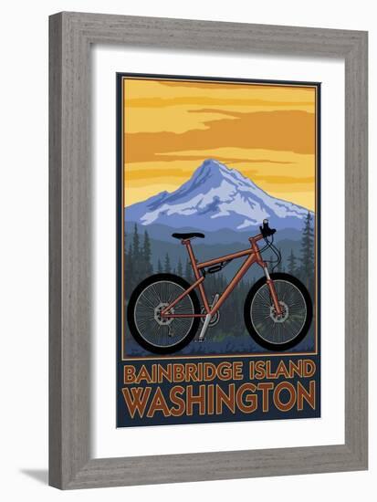 Bainbridge Island, Washington - Mountain Bike Scene-Lantern Press-Framed Art Print